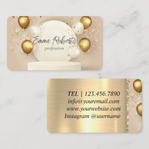 Cartão De Visita Balões Dourados Premium Luxo Aniversário