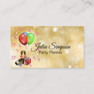 Cartão De Visita Balões Elegantes, Na moda, Dourados, Brilhantes, C