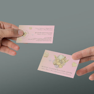 Cartão De Visita Balões Festivos Rustic Gold Organizador de Eventos