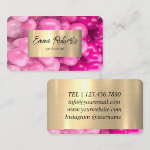 Cartão De Visita Balões Rosa Brilho Dourado