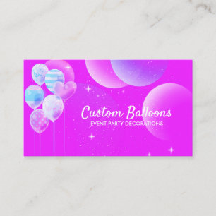Cartão De Visita Balões Rosa Neon para Loja de Presentes