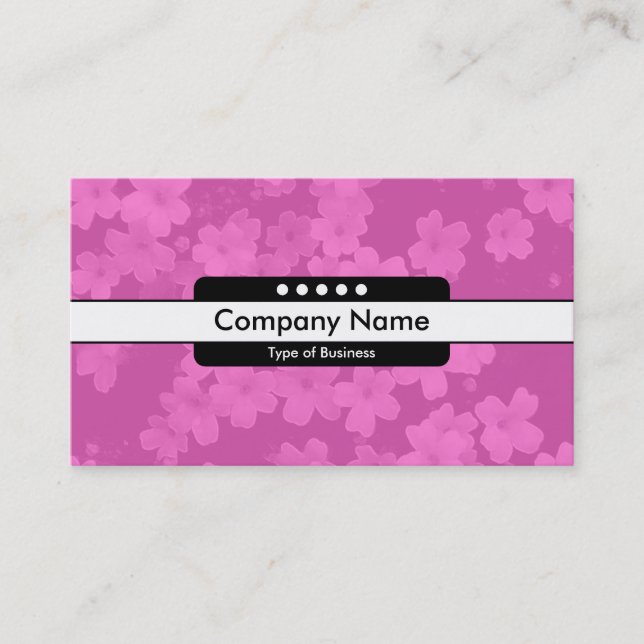 Cartão De Visita Banda central 5 pontos - Flores - Rosa (Frente)