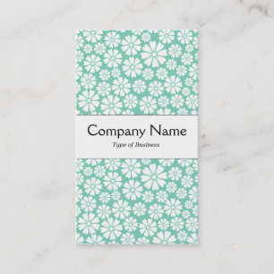 Cartão De Visita Banda central - 8 Petais - Branco em verde claro