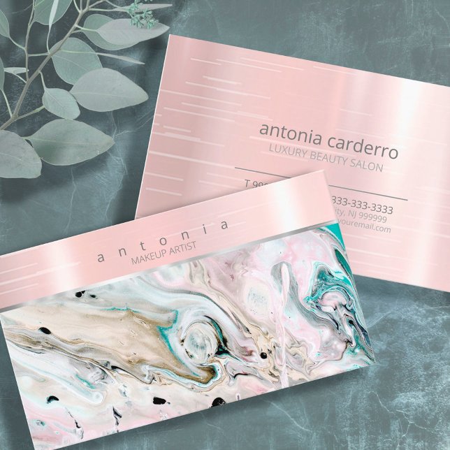 Cartão De Visita Banda de metal na Rosa de Abstrato de aquarela ID8 (Criador carregado)