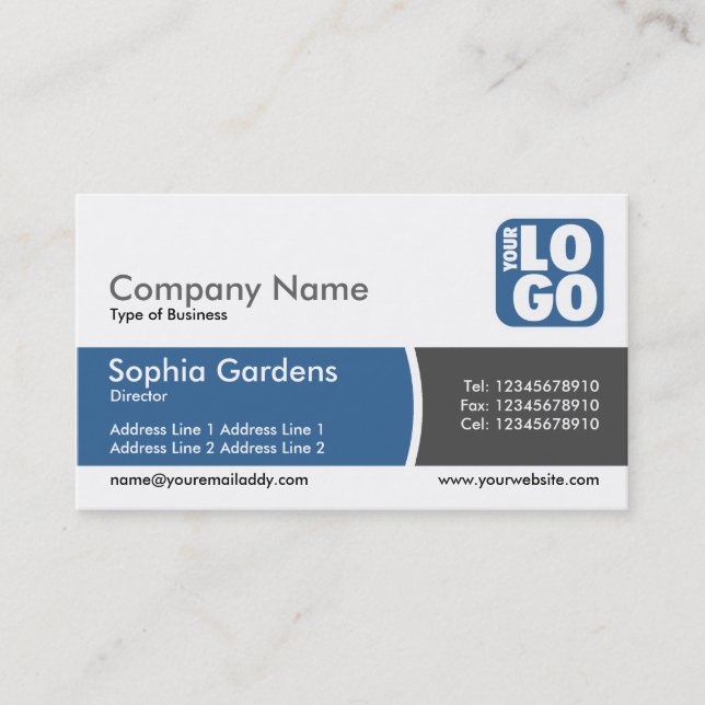 Cartão De Visita Banda dividida arco - logotipo Azul do deserto (Frente)