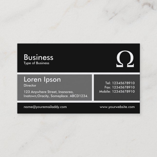 Cartão De Visita Banda dividida v2 Cinzas e Cinzas escuras (Frente)