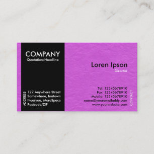Cartão De Visita Banda lateral preta - Textura de papel magenta