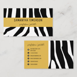 Cartão De Visita Bandas de Zebra Chic e Dourado Profissional Modern