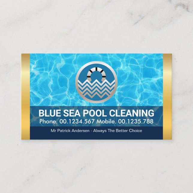 Cartão De Visita Bandas Douradas de Águas de Piscina na moda (Frente)