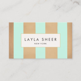 Cartão De Visita Bandas Elegantes de Cobre Dourada e Turquesa