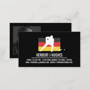 Cartão De Visita Bandeira alemã, jogador de hóquei, foto do treinad