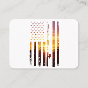 Cartão De Visita Bandeira Americana Peixe Pescador Pescador Engraça