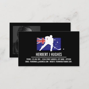 Cartão De Visita Bandeira australiana, jogador de hóquei, foto do t