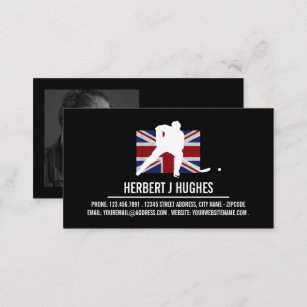 Cartão De Visita Bandeira Britânica, Jogador de Hóquei, Foto do Tre