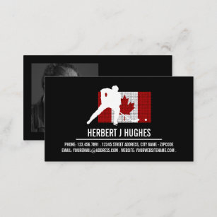 Cartão De Visita Bandeira Canadiana, Jogador de Hóquei, Foto do Tre