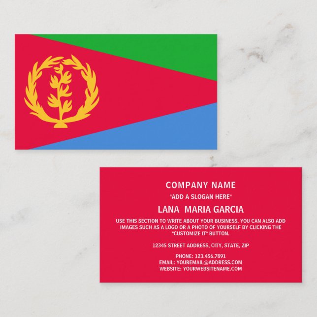 Cartão De Visita Bandeira da Eritreia, Bandeira da Eritreia (Frente/Verso)