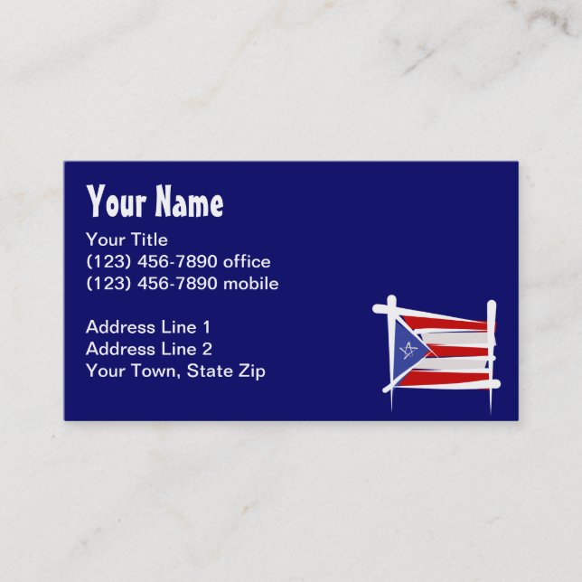 Cartão De Visita Bandeira da escova de Puerto Rico (Frente)