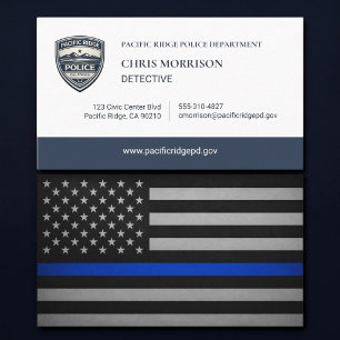 Cartão De Visita Bandeira da Linha Azul Fina do Oficial de Polícia
