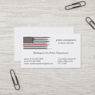 Cartão De Visita Bandeira da Linha Vermelha Fina Oficial de Polícia