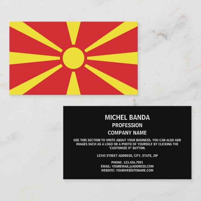 Cartão De Visita Bandeira da Macedônia, Bandeira da Macedônia do No (Frente/Verso)