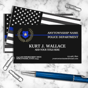 Cartão De Visita Bandeira da Polícia Thin Blue Line Personalizada