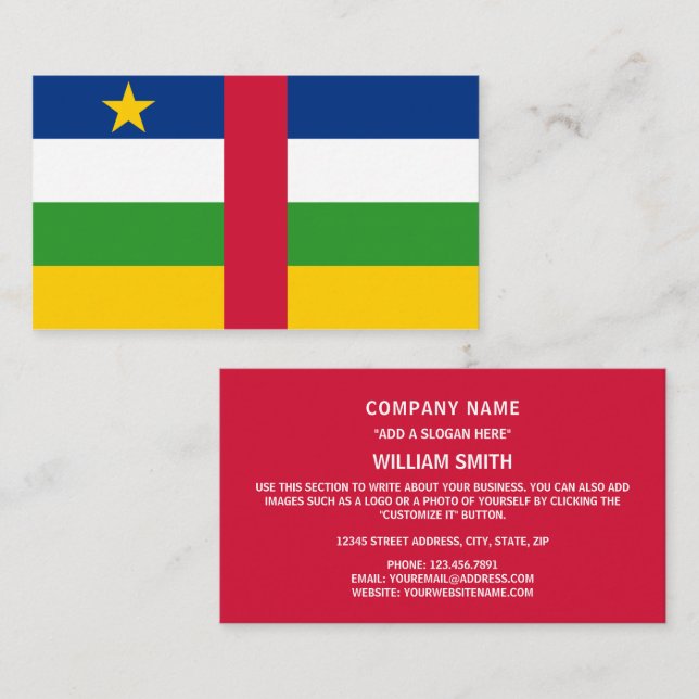 Cartão De Visita Bandeira da República Centro-Africana (Frente/Verso)