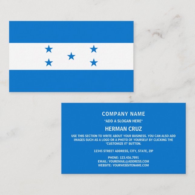Cartão De Visita Bandeira das Honduras (Frente/Verso)