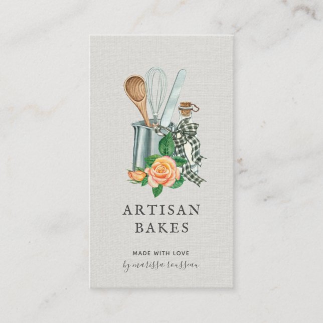 Cartão De Visita Bandeira de água e Cozinhar Utensil Bakery B (Frente)