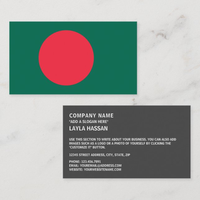Cartão De Visita Bandeira de Bangladesh (Frente/Verso)