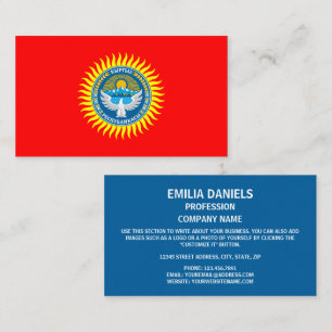 Cartão De Visita Bandeira de Kyrgyzstani & emblema, bandeira de