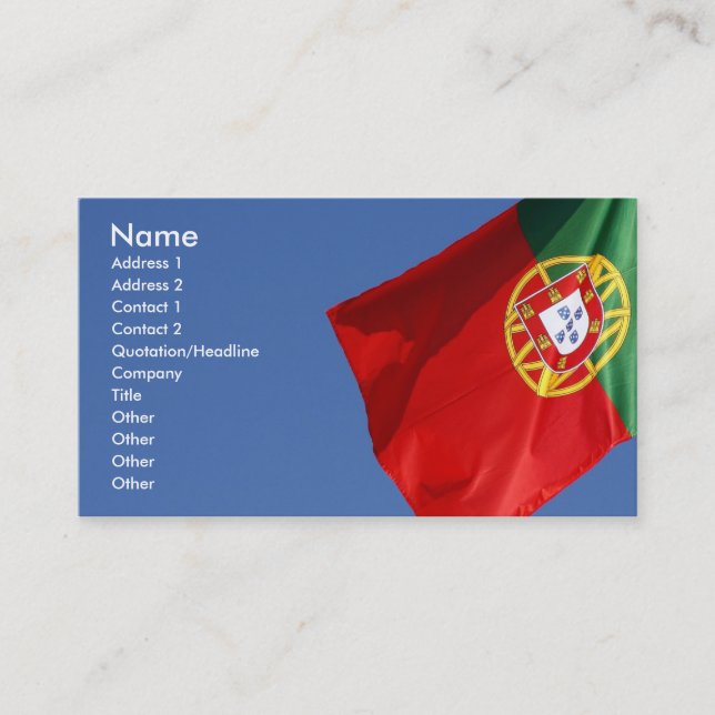 Cartão De Visita Bandeira de Portugal (Frente)