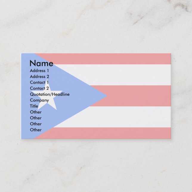 Cartão De Visita Bandeira de Puerto Rico (Frente)