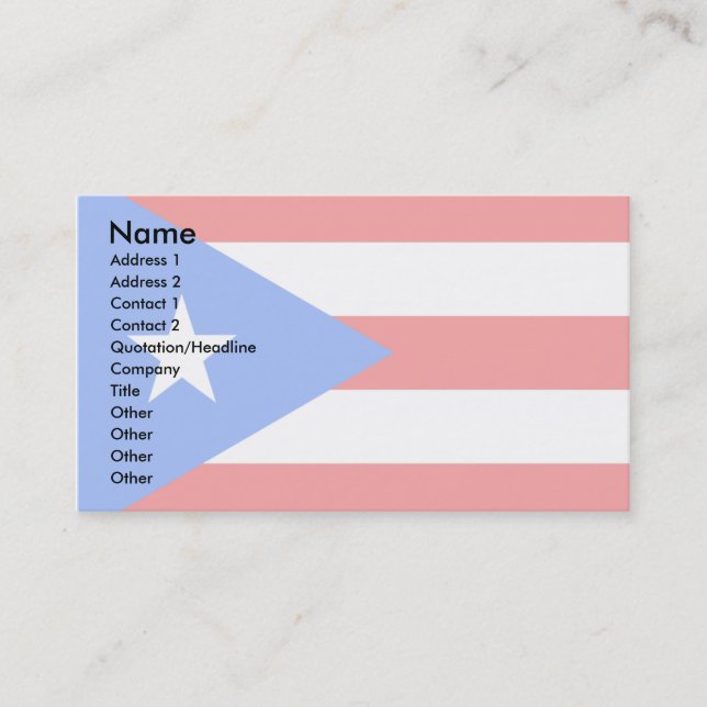 Cartão De Visita Bandeira de Puerto Rico (Frente)