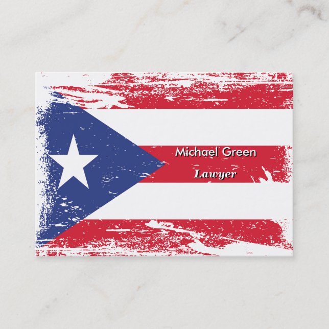 Cartão De Visita Bandeira de Puerto Rico do Grunge (Frente)