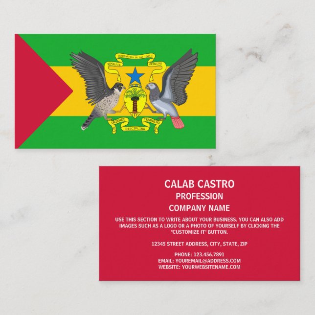 Cartão De Visita Bandeira de São Toméan e Casaco de Armas (Frente/Verso)