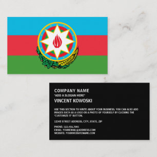 Cartão De Visita Bandeira do Azerbaijão e Emblema Nacional, Azerbai