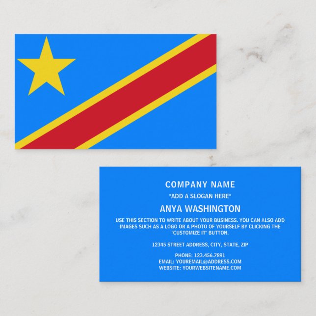 Cartão De Visita Bandeira do Congo (Frente/Verso)