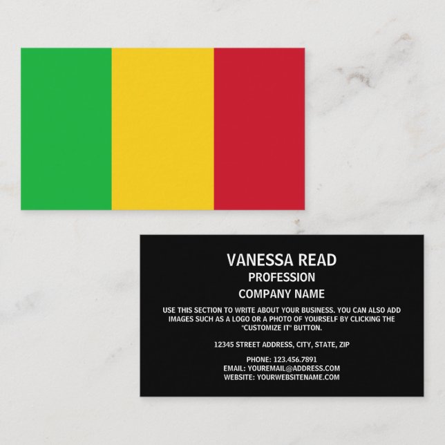 Cartão De Visita Bandeira do Mali, Bandeira do Mali (Frente/Verso)