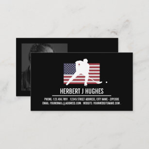 Cartão De Visita Bandeira dos Estados Unidos, jogador de hóquei, tr