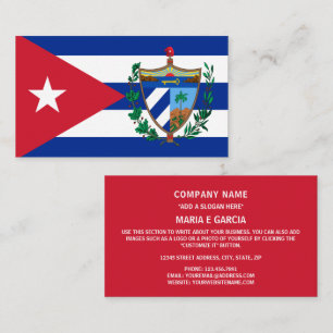Cartão De Visita Bandeira e Casaco de armas cubanas, Bandeira de Cu