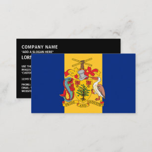 Cartão De Visita Bandeira e Casaco de armas do Barbado, Bandeira de