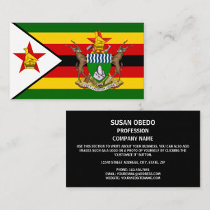 Cartão De Visita Bandeira e Casaco de Armas do Zimbabué, Bandeira d