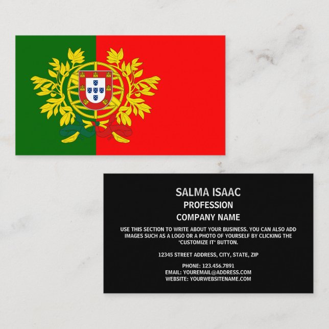 Cartão De Visita Bandeira e Casaco de Armas Portuguesas, Bandeira d (Frente/Verso)