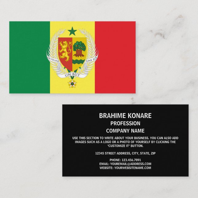 Cartão De Visita Bandeira e Casaco de armas senegalesas, Bandeira d (Frente/Verso)