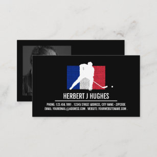 Cartão De Visita Bandeira Francesa, Jogador de Hóquei, Foto do Trei
