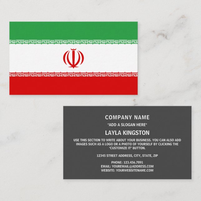Cartão De Visita Bandeira iraniana, Bandeira do Irã (Frente/Verso)
