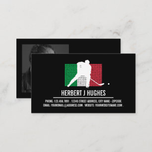 Cartão De Visita Bandeira Italiana, Jogador de Hóquei, Foto do Trei