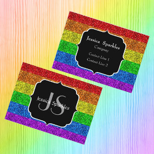Cartão De Visita Bandeira LGBT vibrante arco-íris brilho centelha M