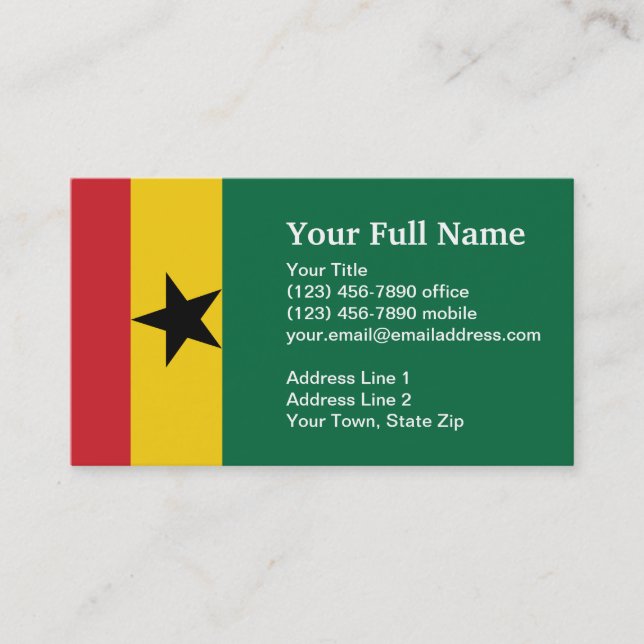 Cartão De Visita Bandeira lisa de Ghana (Frente)