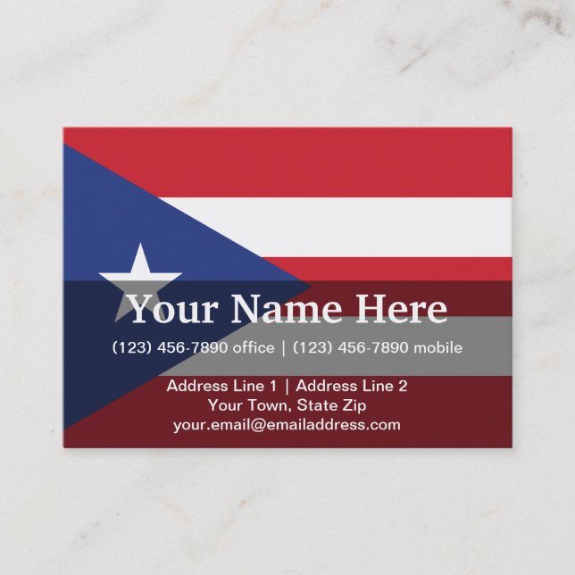 Cartão De Visita Bandeira lisa de Puerto Rico (Frente)